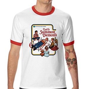 white shirt red trim size L